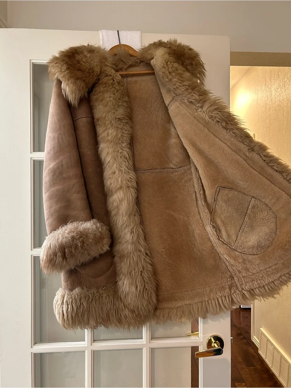 Vintage 1970s Shearling Leather Penny Lane Coat Afghan Princess Coat S - Picture 3 of 8